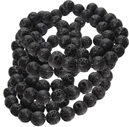 Liummrcy Halskette schwarzer Vulkan Lava Steinheißköcher Steinperlen Halskette Schmuck für Männer 6mm Lava Stein Halskette, Steinperlen Halskette, Perlenarmband, Männer Halskette, Schmuck Halskette