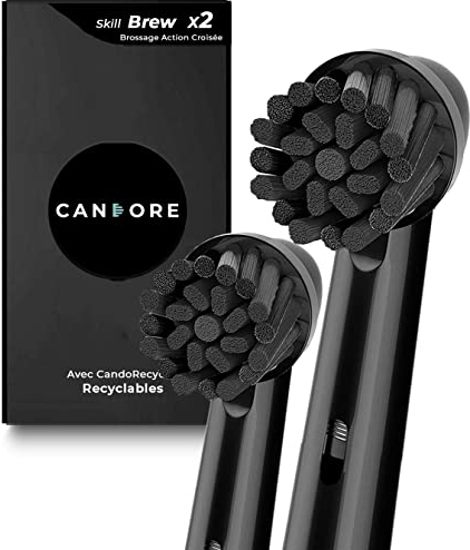 Brew | Cross-Action – für Oral-B Elektrische Zahnbürste | Recycling-Programm | Verpackung ohne Plastik | Intensiver schwarzer Körper | 2 Responsible Aufsteckbürsten