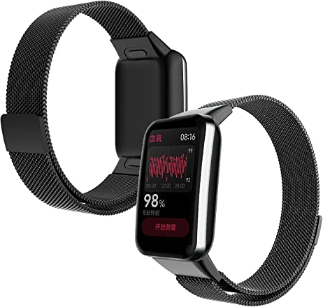 Edelstahl Armband Kompatibel mit Xiaomi Mi Band 7 Pro Armband Metall Ersatz Mesh mit Magnetische Für Herren Damen Uhrenarmband Für Xiaomi Mi Band 7 Pro (Schwarz)