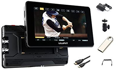 Lilliput HT5S 5.5” Camera Monitor Urtra Bright 2000 NITS HDMI 2.0 Touch Screen 1920 * 1080 3G-SDI Sunlight Readable 3D LUT LANC Cable Field Monitor with Power Adapter