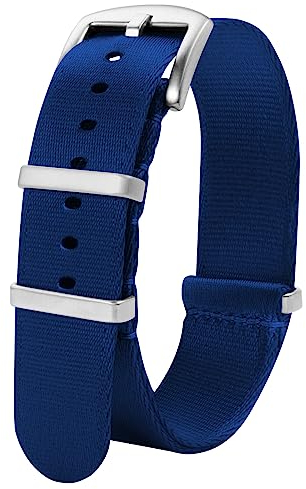 TStrap Nato Uhrenarmband 22mm Nylon - Blau Armband Uhren für Herren Damen Ersatz - Weich Schnellwechsel Uhrband Ersatzarmband Uhr - 18mm 20mm 22mm 24mm