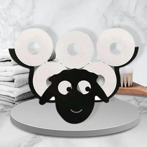 Toilettenpapierhalter Schaf Schwarz Metall Wandmontage Toilettenpapierständer Badezimmer Taschentuchaufbewahrung Metall Schaf Rollenpapierhalter Toilettenpapieraufbewahrung für 7 Rollen