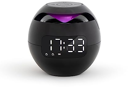 Livoo - Enceinte réveil Compatible Bluetooth® TES255 – 2 en 1, Rechargeable, autonomie 3h, Micro intégré, lumières changeantes