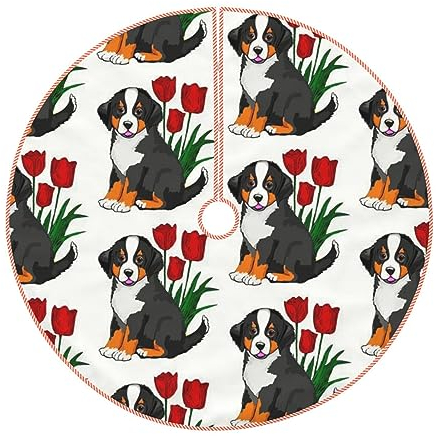 Berner Sennenhund, Weihnachtsbaum-Rock, Heimdekoration, 91,4 cm, Leinen-Baummatte für Silvester, Party-Dekorationen