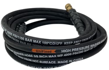 Tuyau flexible pour nettoyeur haute pression 3/8 avec gaine en caoutchouc, 25 pieds, avec raccord rapide rotatif, résistant aux pliures, 4000 PSI, qualité industrielle, renforcé en acier sans