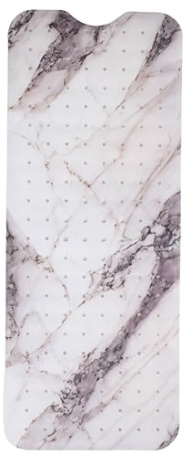 ENKOSI Non-Slip Bath & Shower Mat 40x16 Extra Long, Suction & Drain Holes | Elegant Grey Marble print; Durable PVC; 40x16 in, Grey Marble