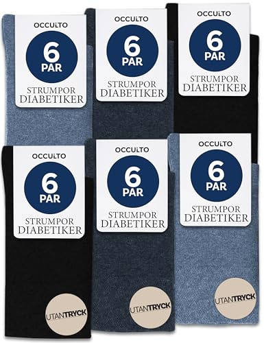 Occulto Diabetikersocken Herren & Damen ohne Naht ohne Gummibund Baumwolle 6er Pack (Modell: Oliver)