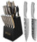 BFYLIN Messer set, 15 Teiliges Küchenmesser set mit Holzblock, Messer block set,Santokumesser Kochmesser Brotmesser Schälmesser Steakmesser Anspitzer (Silber)