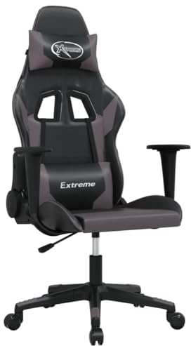 vidaXL Gaming-Stuhl Schwarz und Grau Kunstleder