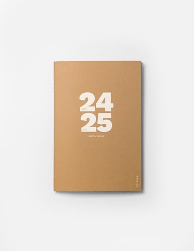 OCTÀGON DESIGN 2024/2025 Kleiner Monthly Planner Plus, ähnlich A5, Monatsplaner, 12 Monate, August 2024/2025-2 Seiten für Notizen zwischen den Monaten, weicher Einband, Kraftfarbe.