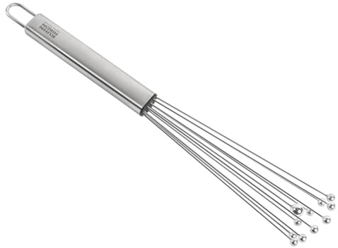 Kuhn Rikon Essential Ball Whisk - 18/10 Stainless Steel Whisk for Beating Eggs, Mixing Sauces and Whipping Cream, Ergonomic Handle, Robust, Dishwasher Safe, Hanging Eyelet, Silver