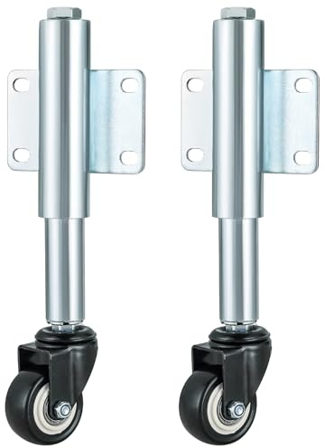 AMGSH 2 Spring Loaded Gate Caster, 2 PCS 2-1/2 Heavy Duty Farm Gate Wheels, 4 Holes Mounting Plate PU Swivel Gate Caster Wheels, Load Capacity 110 Lbs, Adjustable Height
