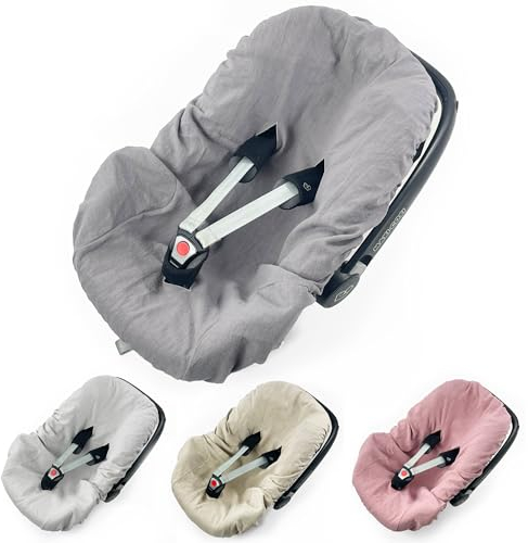 100% LEINEN Bezug für Babyschale Leinenbezug Schonbezug Babyschalenbezug Sommerbezug GRAU