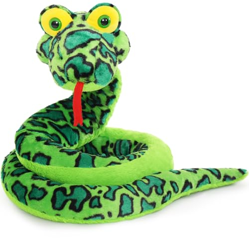 MorisMos 250cm lang Schlange Kuscheltier XXL, groß Grüner Kobra Plüschschlange Klapperschlange, riesen Snake Gefüllte kuschelschlange für Babys Kinder/Plush Snake Stuffed Animal