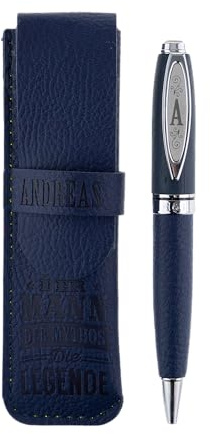 History & Heraldry Bamboo Persönlicher und individueller Kuli Kugelschreiber Stift mit Namen und Spruch Personalisiertes Etui Monogramm-Design persönliches Geschenk (Kuli Andreas)