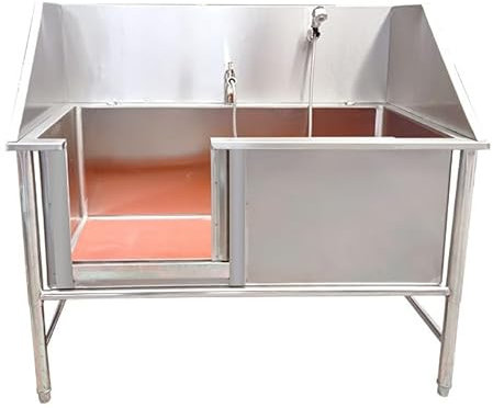 Baignoire De Toilettage Pour Chien, Baignoire à Linge, Baignoire Professionnelle En Acier Inoxydable Pour Chien, Avec Accessoires De Robinet, Station De Lavage Pour Chien, Porte Gauche(120cm(47in))