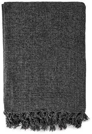 Emma Barclay Throw Blanket For Sofas Bed Extra Large Soft Chenille Throws For Settees In Charcoal Throw Fleece Blankets - Darcy Collection 60 x 80 (152cm x 203cm) Charcoal