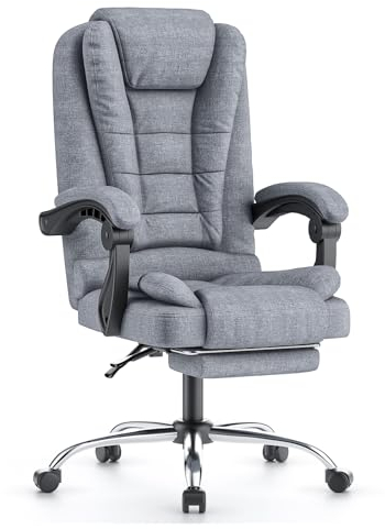 naspaluro Ergonomischer Bürostuhl mit Fußstütze, Schreibtischstuhl mit Hoher Rückenlehne und Höhenverstellbar, Chefsessel, Liegestuhl für Büro, Zuhause