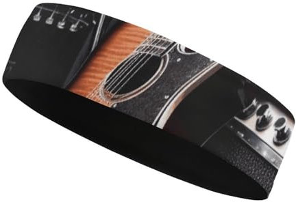 Sport-Stirnband für Damen und Herren, feuchtigkeitsableitendes Schweißband, Musikinstrument, Gitarre, Stirnband, athletisches Schweißband für Sport, Unisex, elastisches Haarband für Laufen, Basketball