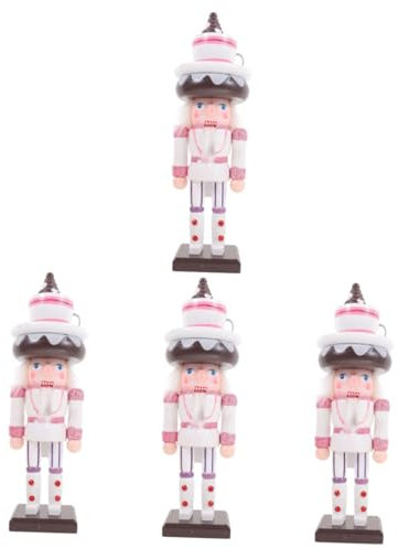 TOPBATHY 4pcs Wooden Desktop Nutcracker Decor Cake Nutcracker Ornament Unique