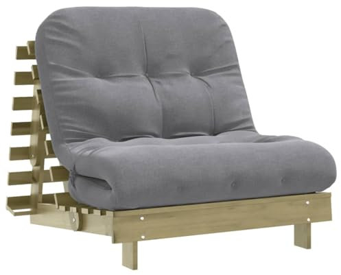 vidaXL Futon Schlafsofa mit Matratze, Bettsofa mit verstellbaren Rückenlehne, Schlafcouch für Wohnzimmer Schlafcouch, Klappsofa, Kiefernholz Imprägniert