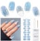 DUKASOU Semi Cured Gel Nail Strips No UV Light Needed, 22 PCS Gel Nail Stickers, Azure