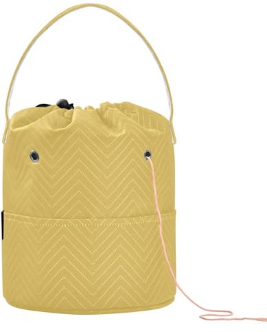 Garntasche mit Taschen, Jasmin-Garntasche mit Löchern, Stricktaschen zum Tragen und Halten von Strickzubehör