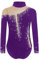 Yruioon Mädchen Turnanzug Glitzer Langarm Gymnastikanzug Strass Glänzend Eiskunstlauf Body Overall Sportbody Wettbewerb Tanzkostüm Violett 146-152
