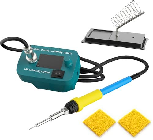 Fer à souder sans fil pour Makita - Fer à souder portable avec socle à souder avec écran numérique LED - Pour bricolage, réparation d'appareils, soudure de fil (sans batterie)