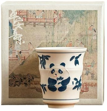 Tazza da 70 ml dipinta a mano con panda e degustazione di tè Kung Fu, tazza [scatola]