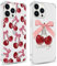 Foonary 2 Pack Transparent Cherry Bow Print Phone Case for iPhone 15 Pro Max 6.7,Soft Silicone Cute Design Aesthetics Clear Pattern Cases,Shockproof Bumper Protector Cover Girls for iPhone 15Pro Max