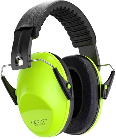 YingErTool Cuffie antirumore per bambini/bambini (3-16 anni), SNR 26 dB, cuffie antirumore, protezione dell'udito per fuochi d'artificio/Monster Truck Show/Concert, archetto regolabile, Verde, Taglia