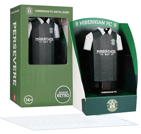Hibernian FC 24/25 25/26 Home Away Third 15/16 Retro Metal Football Shirt - Officially Licensed Miniature Alloy Replica Jersey Collectible Display Gift - Personalise Name & Number Decals