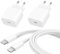 Lot de 2 Chargeurs Rapides 20W USB-C + 2 Câbles USB-C vers Connecteur Apple 2m – Compatible iPhone 14/13/12/11/X/XR/SE/8/7/6, iPad, AirPods – Charge Ultra-Rapide – Blanc Compact