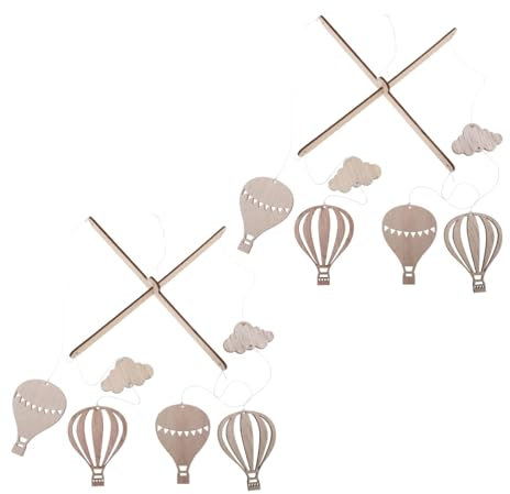 2 Stück Holzpendants Heißluftballon Windspiele Kinderzimmer für Fotos Babyzimmer Geburtstagsgeschenke Gemütliche