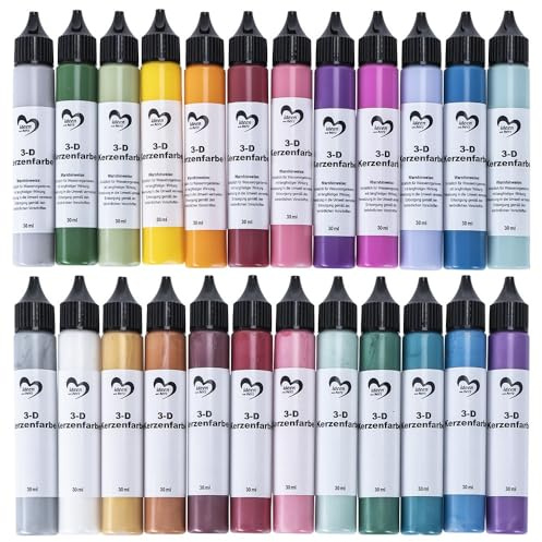 Ideen mit Herz 3D-Kerzenfarben in Tuben | 24 Farben | kreative Gestaltung von Kerzen | Kerzen-Stift | Metallic | Perlmutt | 24 Stifte | je 30ml (Sortierung 2)