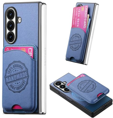 COQUE Slim Magnetische Stoff-Hülle mit Kartenhalter für Samsung Galaxy Z Fold 7, Stoßfestes Schutzhüllen-Case für Samsung Galaxy Z Fold 7-Blau