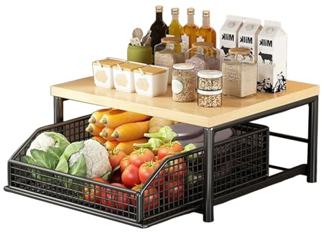 Estante de cocina - Organizador vertical de 2 niveles, estantes de almacenamiento de pie, construcción de metal y plástico para una fácil organización | Para despensa, cocina, baño, garaje, ducha, bar