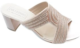 Generico Sandali Pasquini con Tacco, Rosa Gold, Strass Decorativi, Tacco Medio Blocco numero 38