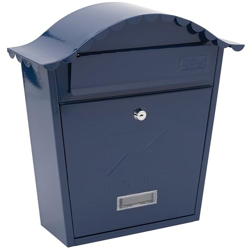 Burg-Wachter MB01MB Boîte aux lettres murale classique en acier galvanisé verrouillable résistant aux intempéries Bleu nuit 36 x 37 x 13 cm