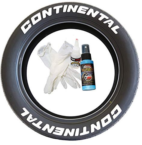 Tire Stickers - 'Continental' - Tyre Lettering Add-On Accessory - DIY, Easy with Free 2oz Bottle Touch-up Cleaner - (19-21/1 - 8 Decals)