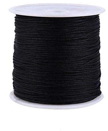 20 Farben 100 m x 0,8 mm Rattail Satin Nylon Trim Gewachste Baumwollschnur Kordel Chinesischer Knoten für DIY Halskette Armband Aufreihmaterialien Handwerk Machen Schwarz