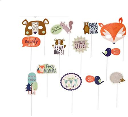 Amscan 3900257 - Baby Shower Bear-ly Wait Party Photo Booth Props - 13 Pack