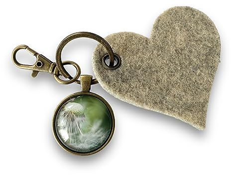 Pusteblume Löwenzahn Blume Schlüsselanhänger Cabochon und Filzanhänger handmade Geschenk