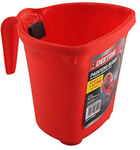 Dekton Painters Buddy -holds Up To 1 Litre Of Paint| Magnetic Holder Keeps Paint Brush Clear Of Paint| Jug-style Handle Has A Reinforced Spine With Soft-grip Outer For Stability Reduces Spillages