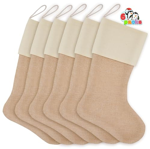 JOYIN 6 Stück 18 Plain Burlap Weihnachtsstrumpf