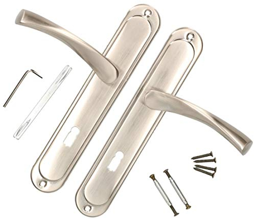 KOTARBAU Türdrücker 90 mm BB Türgriff Satin Türbeschlag Türklinke Drückergarnitur Langschild Türdrückergarnitur Innentür Außentür Handgriff Torbeschlag
