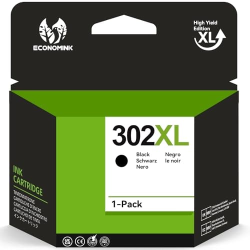 302XL Druckerpatronen, 302 Patrone Kompatibel für HP 302 Druckerpatronen Schwarz, 302XL Schwarz für OfficeJet 3831 4650 5230 3833 3830, DeskJet 3630 3636 3639, Envy 4524 4527 4525 (1er-Pack)