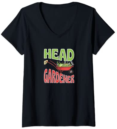 Femme Head Gardener Brouette d'été T-Shirt avec Col en V