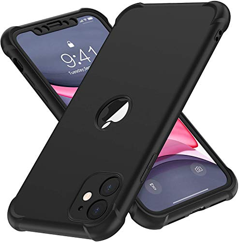 ORETECH für iPhone 11 Hülle, mit 2 Stück Schutzfolie, 360 Grad Ganzkörper Stoßfest Kratzfest Silikon Handyhülle für iPhone 11 6,1 Zoll, Schwarz